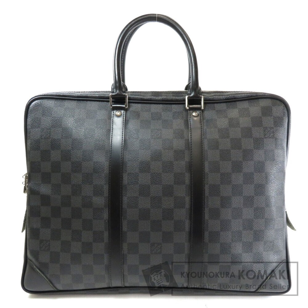 Louis Vuitton Porte documents Voyage Damier Graphite Black Business Bag Canvas